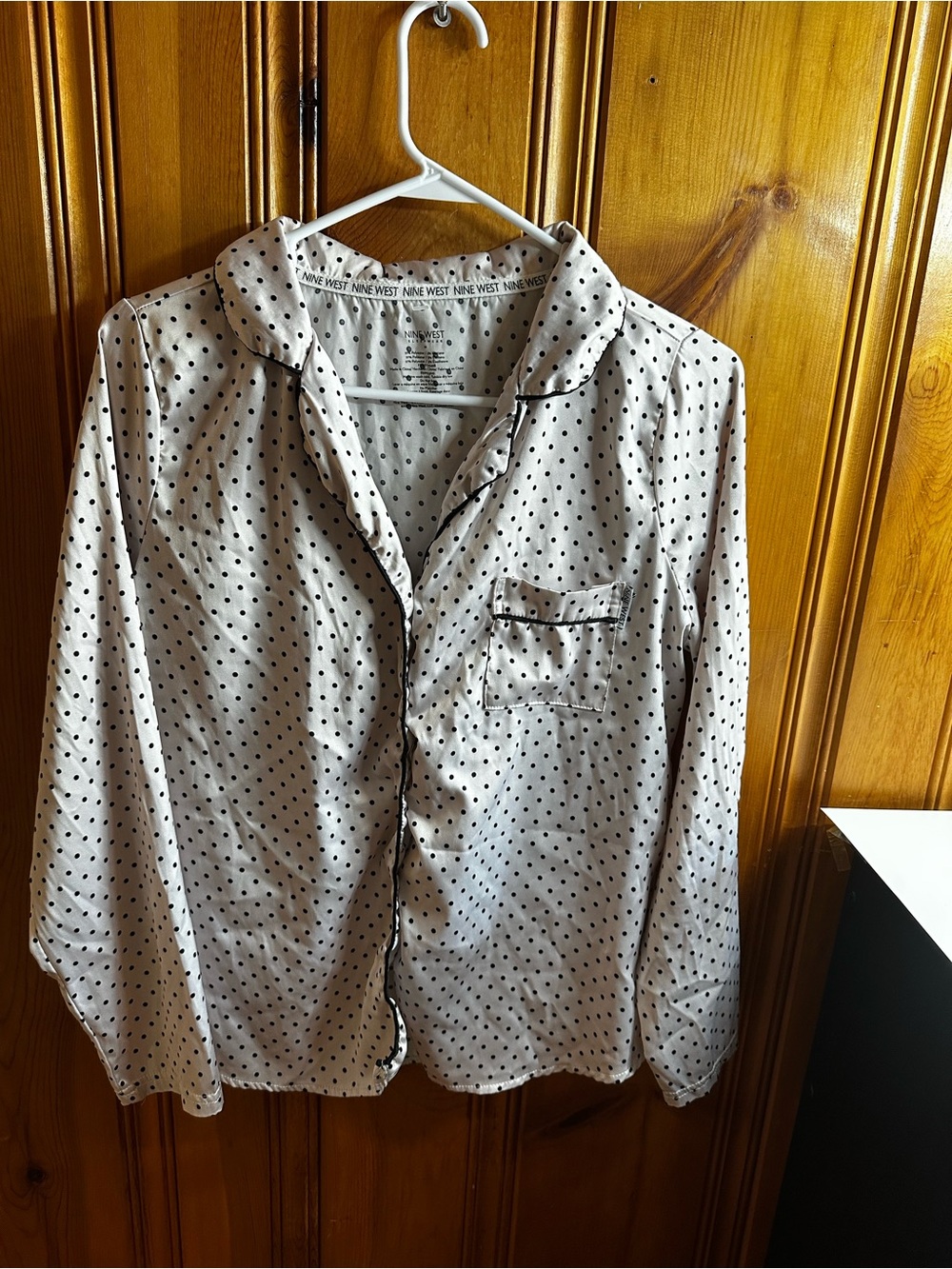 Nine West Cream Polka Dot Notched Collar Jacket